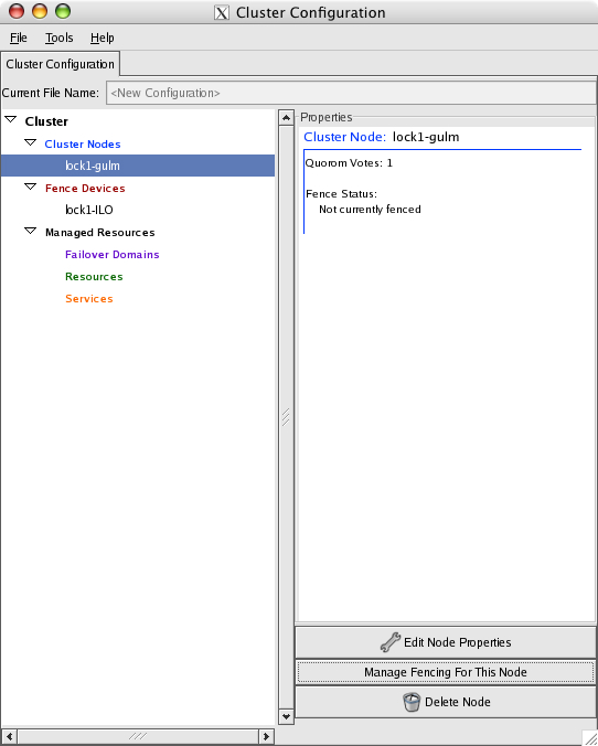 Cluster Configuration window