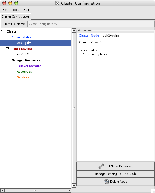 Cluster Configuration window